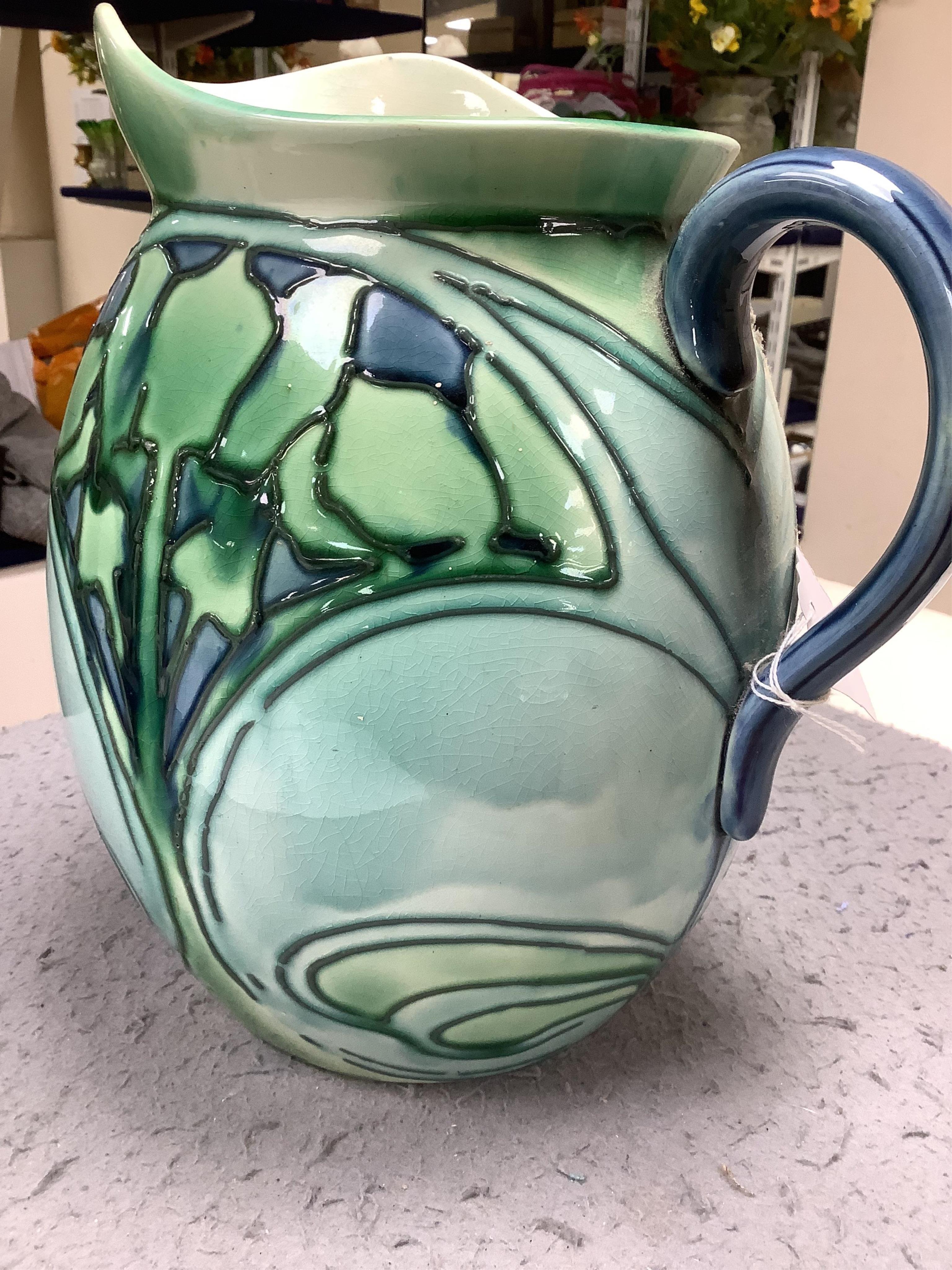 A Mintons Secessionist jug, 26cm. Condition - crazing visible throughout